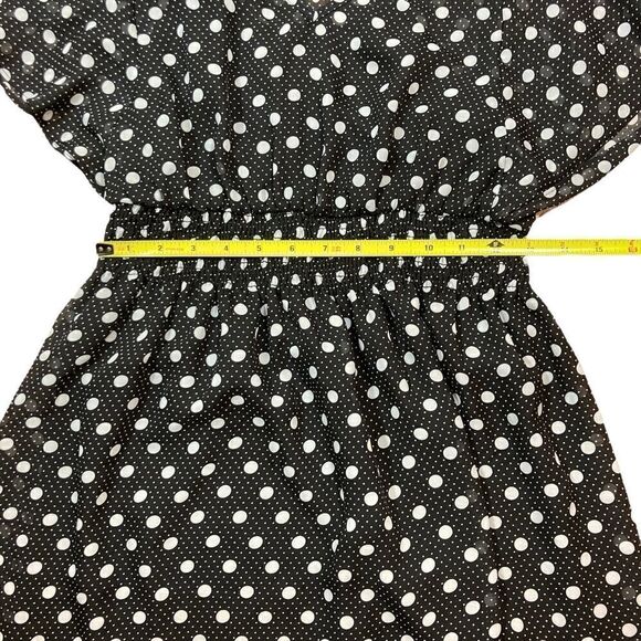 As U Wish Black And White Polkadot Flutter Sleeve Dress, Size S - Picture 6 of 7